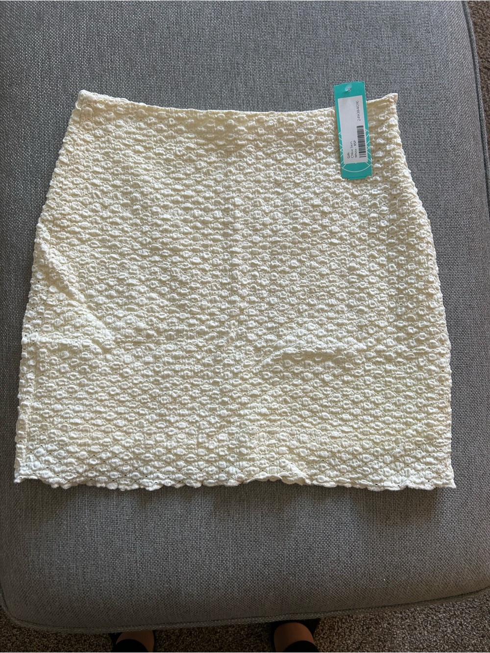 Textured Cream Mini Skirt - Women's Stretch Bouclé Style